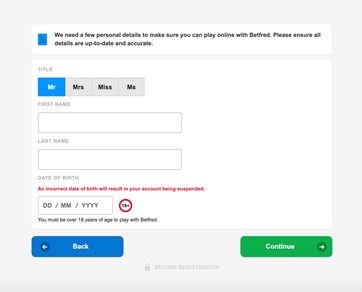 Betfred Registration